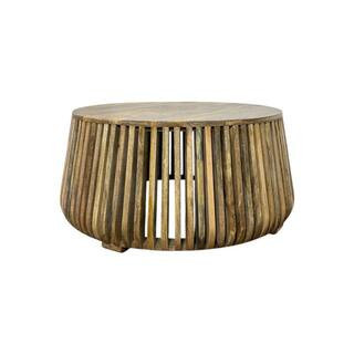 Cascade 36 in. Natural Round Wood Slatted Coffee Table | The Home Depot