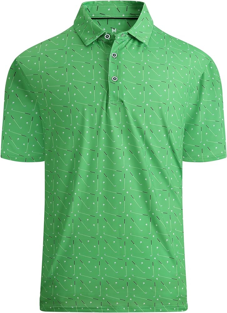 Esabel.C Golf Shirts for Men Dry Fit Performance Short Sleeve Print Moisture Wicking Collared Shi... | Amazon (US)