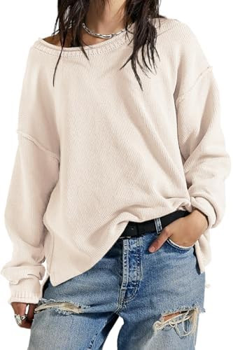 UNCLECAT Womens Oversized Sweater 2025 Fall Trendy Side Slit Crew Neck Long Sleeve Casual Tunic S... | Amazon (US)
