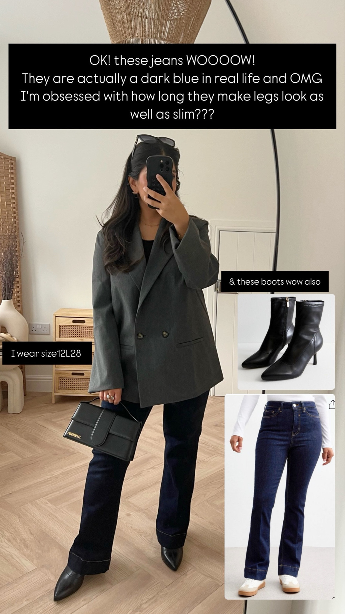 obsessed with these jeans and boots and blazer! love how the flared jeans are elevating my look and making my legs look slim and making me look taller! 

size S in blazer
size 12 L28 jeans 

petite jeans, petite flared jeans, oversized blazer, grey blazer, black boots 


#LTKshoes #LTKautumn #LTKCyberWeek