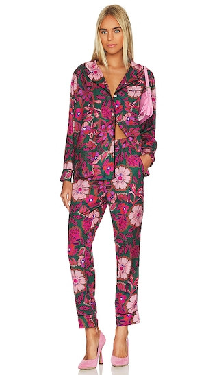 Floral Pajama Set With Eye Mask in Fuchsia Multi | Revolve Clothing (Global)