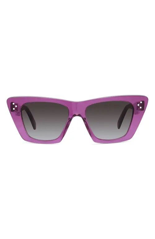 CELINE 51mm Cat Eye Sunglasses in Shiny Violet/Or Mirror Violet at Nordstrom | Nordstrom