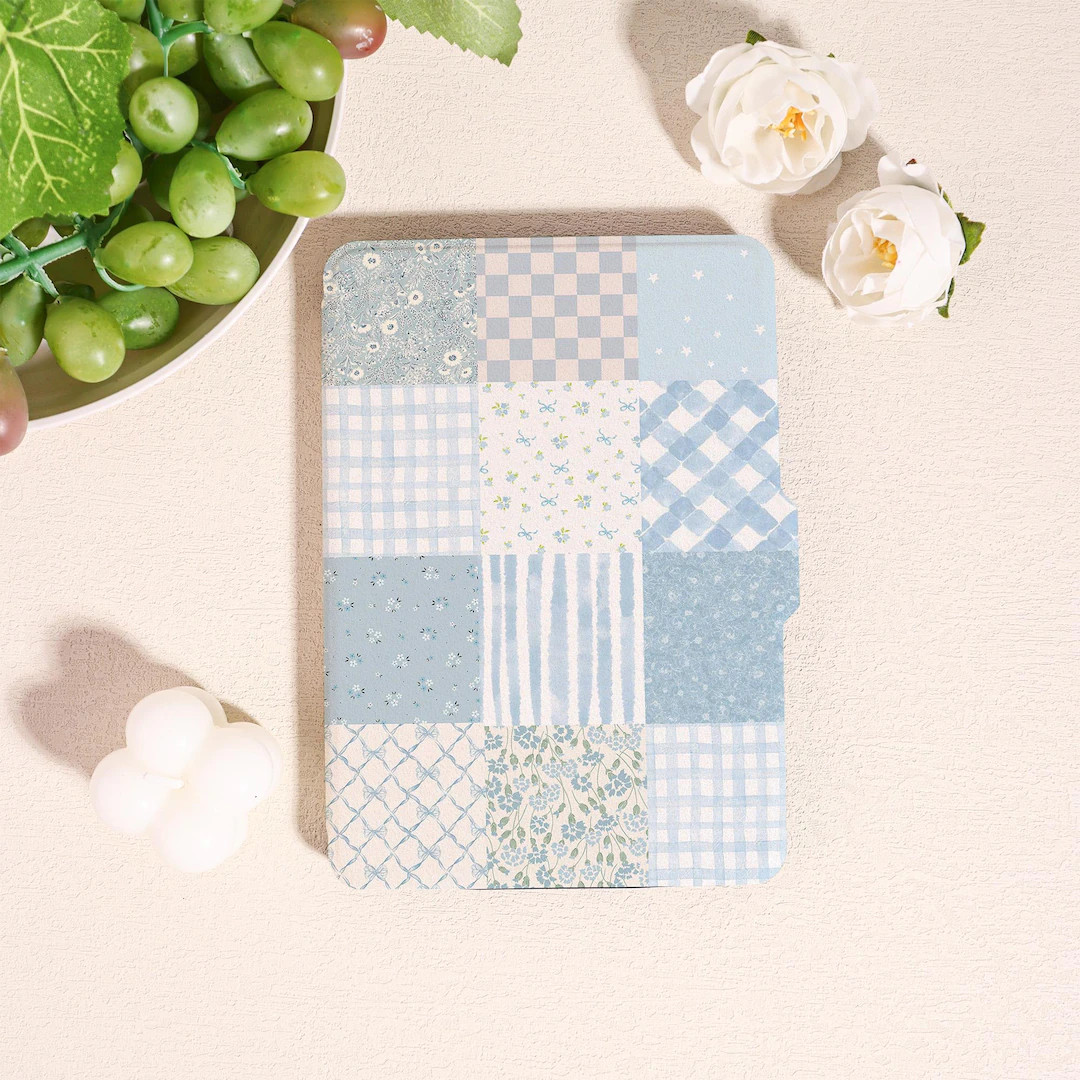 Pastel Blue Patchwork Kindle Case for Kindle 2025,paperwhite 12/11/10th & Kobo Clara ,plaid Cover... | Etsy (US)