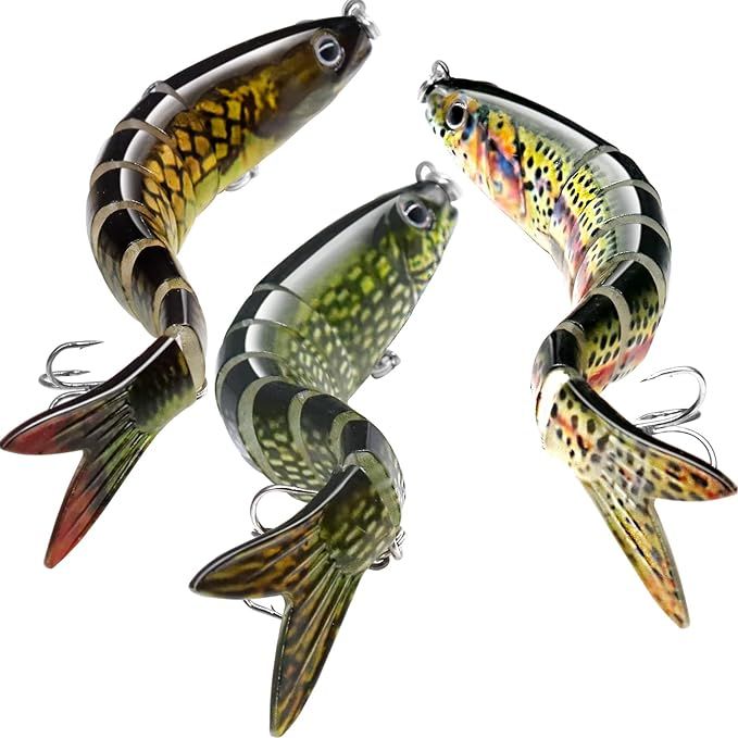 Amazon.com : LASOCUHOO Fishing Lures for Bass Trout Multi Jointed Swimbaits Slow Sinking Bait for... | Amazon (US)