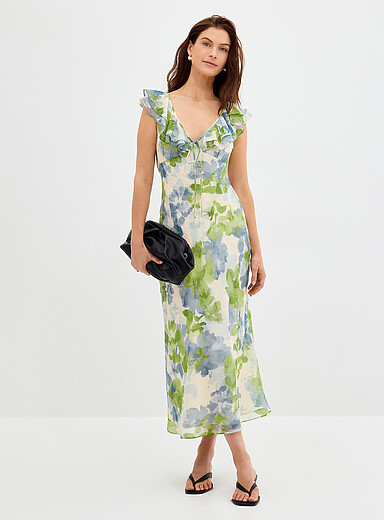 Carrie ruffled watercolour garden dress | Simons