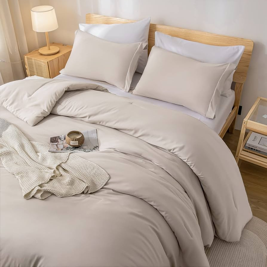 weigelia Queen Comforter Set Boho Bed 7PC Oatmeal Comforter Soft All Season Microfiber Comforter with Fitted Sheets, Flat Sheets, Pillow Shams, and Pillowcases | Amazon (US)
