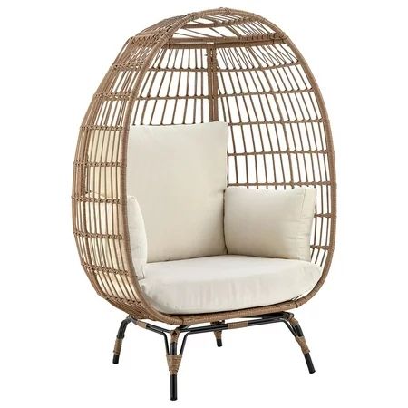 Spezia Patio Freestanding Egg Chair with Cream Cushions | Walmart (US)