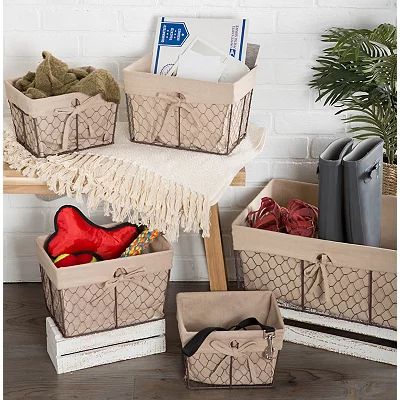 Chicken Wire Baskets with Natural Liner, Set of 5 | Kirkland's Home