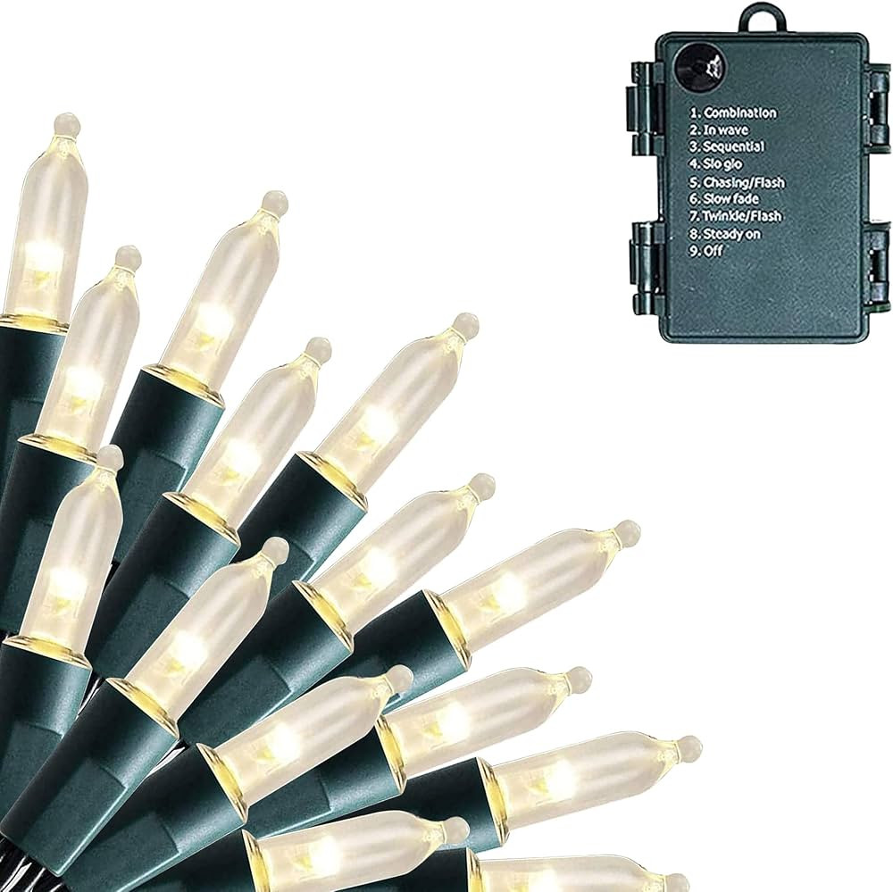 Dazzle Bright 50 LED Batter Operated Christmas Lights, 16 FT Waterproof Mini String Lights with 8... | Amazon (US)