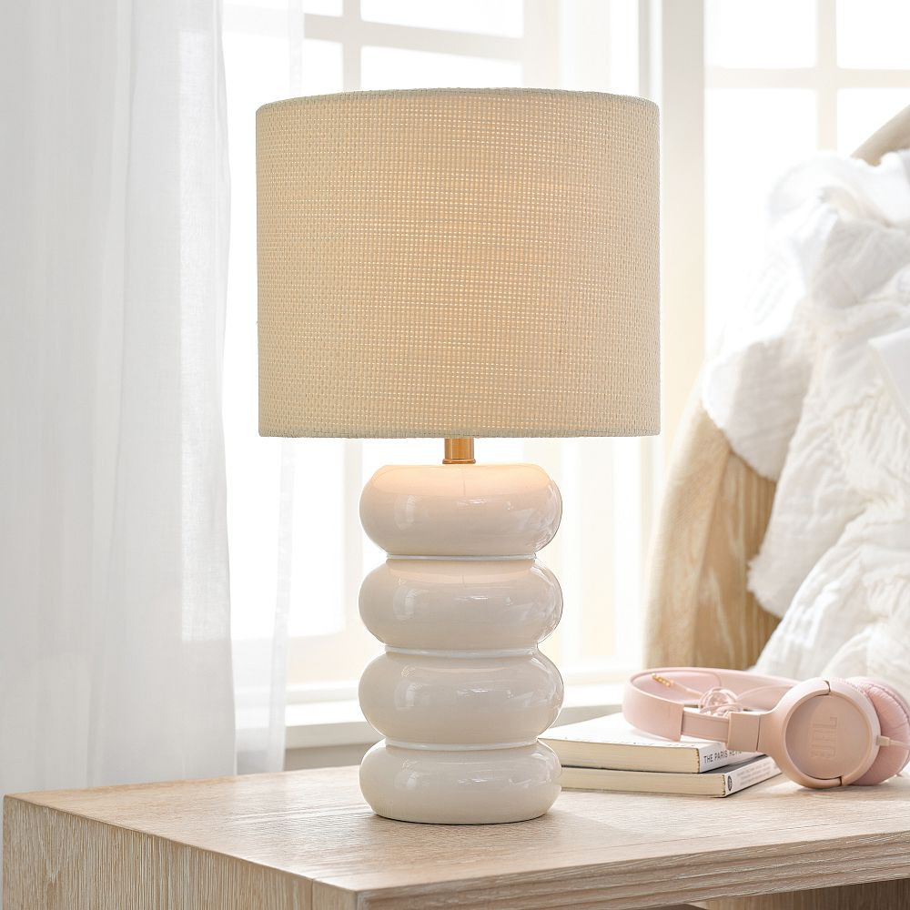 Ceramic Bubble Table Lamp with Woven Shade (18") | Pottery Barn Teen