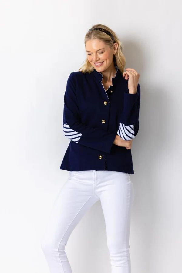 Navy Button Front Short Jacket | Sail to Sable