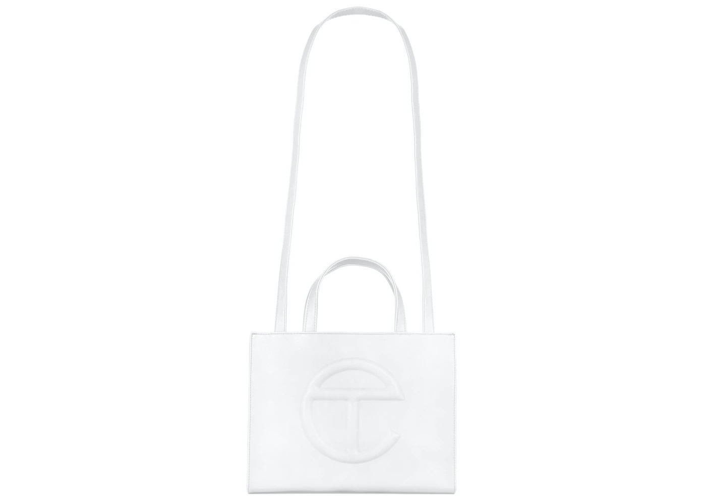 Telfar Shopping Bag Medium White  in Vegan Leather with Silver-tone | StockX