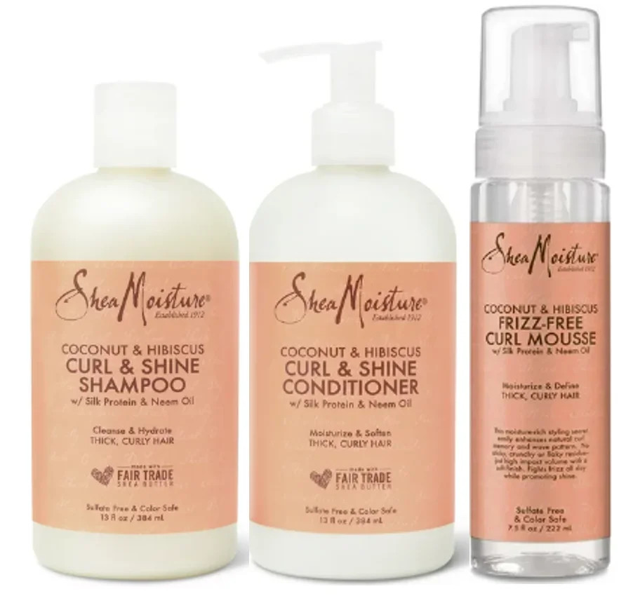 SheaMoisture Curl Shine Shampoo Conditioner Frizz Control Styling Mousse Set Coconut Hibiscus, 13... | Walmart (US)