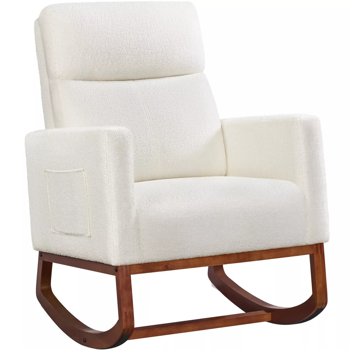 Yaheetech Upholstered Rocking Chair with Rubber Wood Legs and Side Pockets | Target
