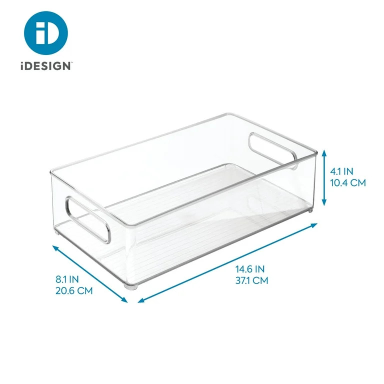 iDesign Linus Clear Stackable Deep Organizer Bin with Handles - 15.13" L x 8.63" W x 4.88" H | Walmart (US)