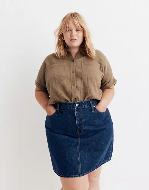 Plus Denim High-Waist Straight Mini Skirt in Sunberry Wash | Madewell