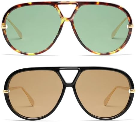 VANLINKER Oversized Trendy Polarized Aviator Sunglasses for Women Men Retro Round Sunglasses Vint... | Amazon (US)