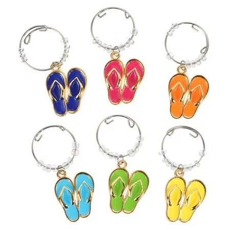 Dennis East 63092 - Flip Flop Wine Charms Set of 6 Size: 1""h Cup Barware Accessory | Walmart (US)