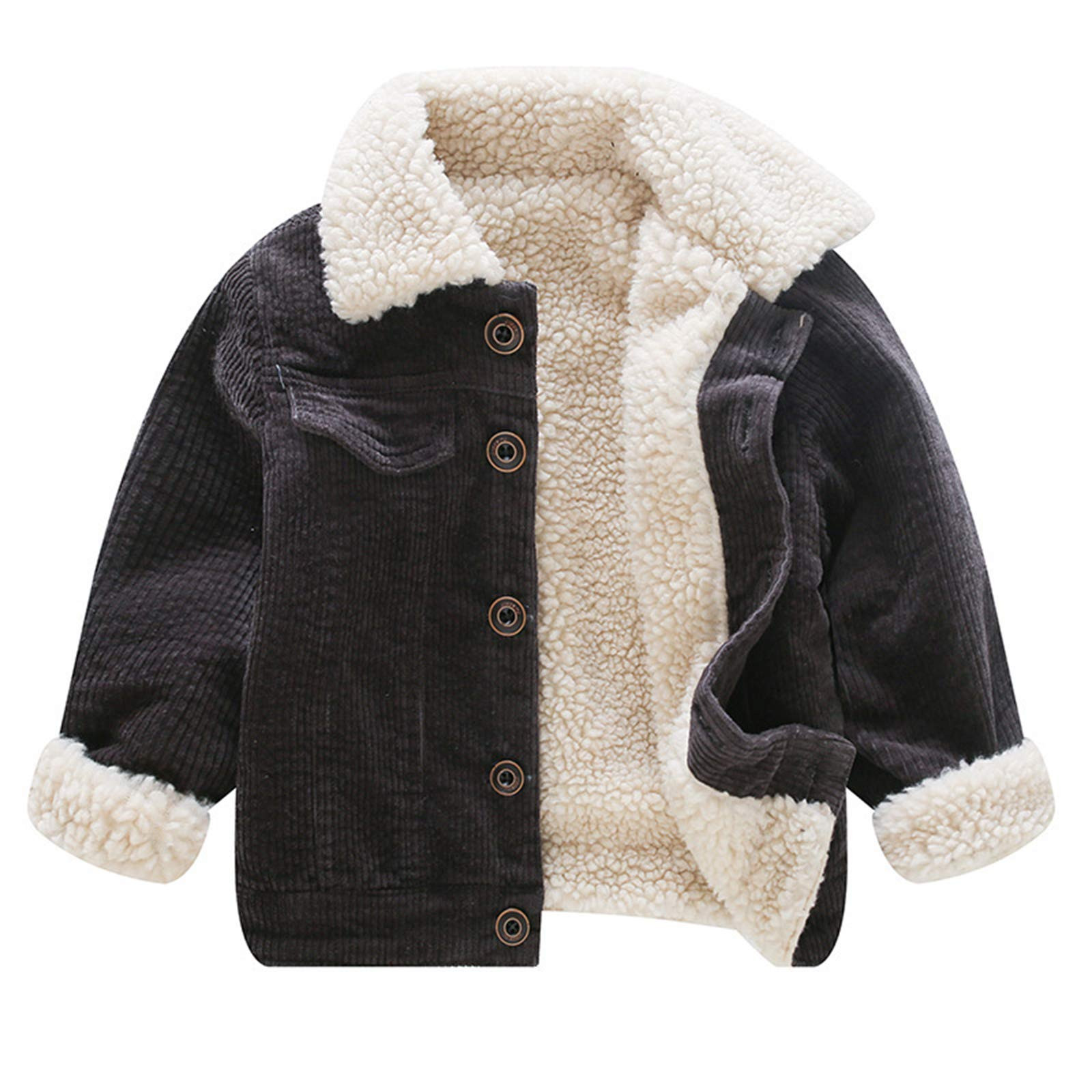Moru Toddler Boy Winter Corduroy Jacket Baby Girl Fall Sherpa Lined Outwear Coat | Amazon (US)