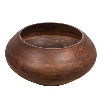 Storied Home 168 fl. oz. 9.25 in. Walnut Brown Mango Wood Serving Bowls (Set of 1) EC1459 - The H... | The Home Depot