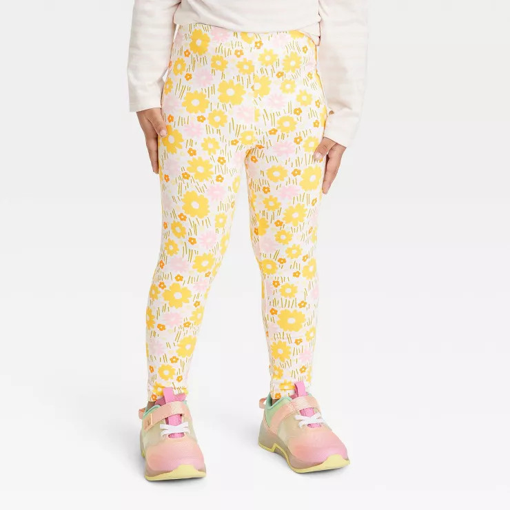 Toddler Girls' Floral Leggings - Cat & Jack™ Off-White | Target