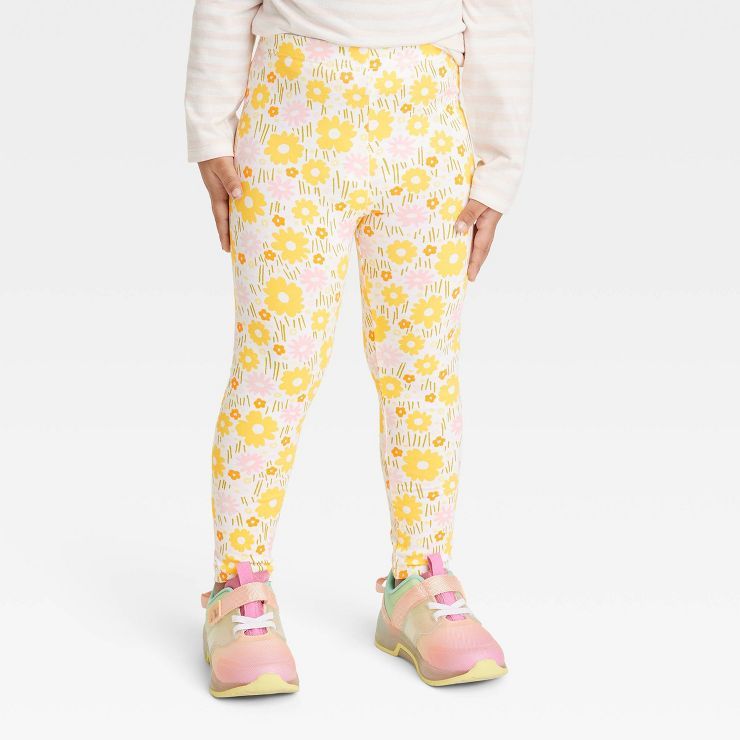 Toddler Girls' Floral Leggings - Cat & Jack™ Off-White | Target