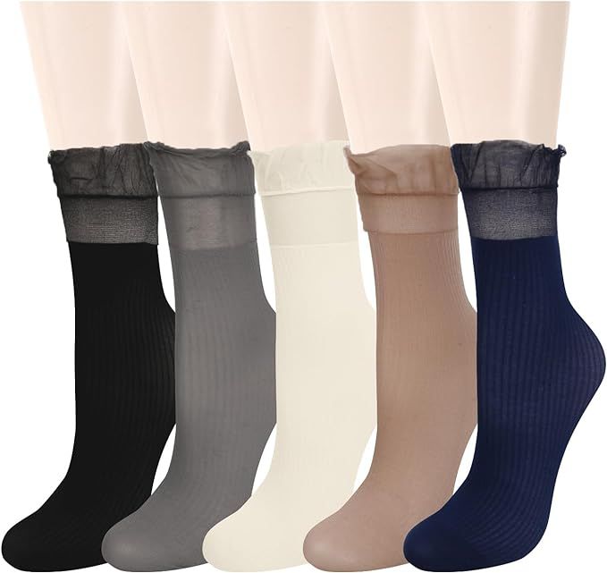 Benefeet Sox Womens Girls Sheer Socks Mesh Lace Crew Socks Transparent See Through Ultra Thin Sil... | Amazon (US)