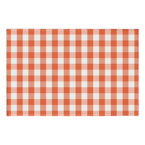 Fall Door Mat Orange and White Buffalo Plaid Fall Outdoor Rug 2x3 Farmhouse Thanksgiving Decorative Doormat Washable Non-Slip Low Pile Area Throw Rugs for Living Room Bedroom Front Porch Decor | Amazon (US)