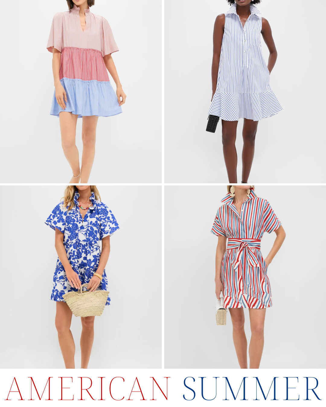 red white and blue dresses | patriotic summer style | 4th of July outfits | classic summer fashion | preppy summer dresses | coastal grandmother style | grandmillennial summer looks | striped summer dress | blue and white floral dress | American summer outfit inspo 

 #LTKSeasonal #LTKMidsize #LTKStyleTip