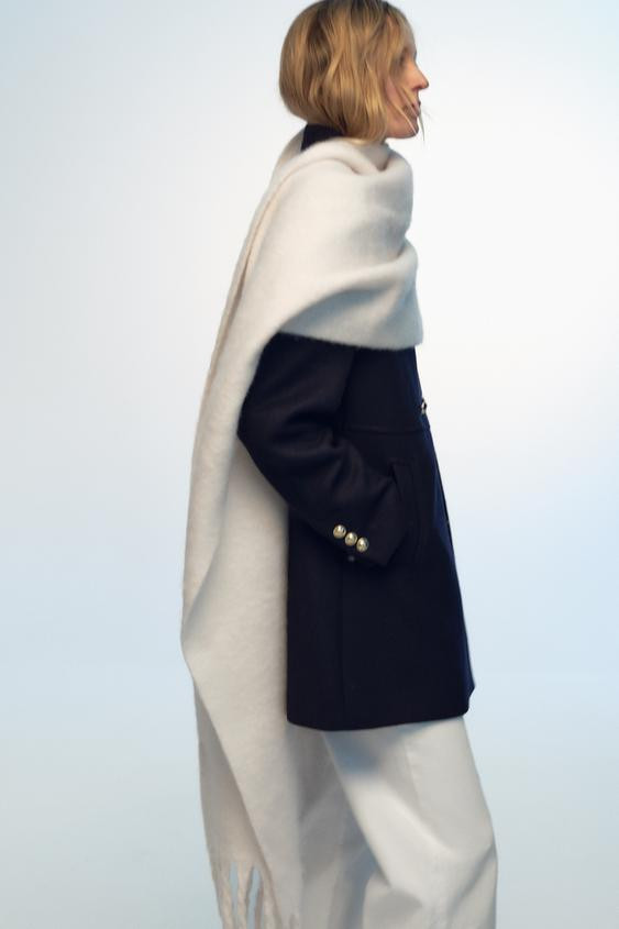 FRINGED WIDE SCARF | Zara US