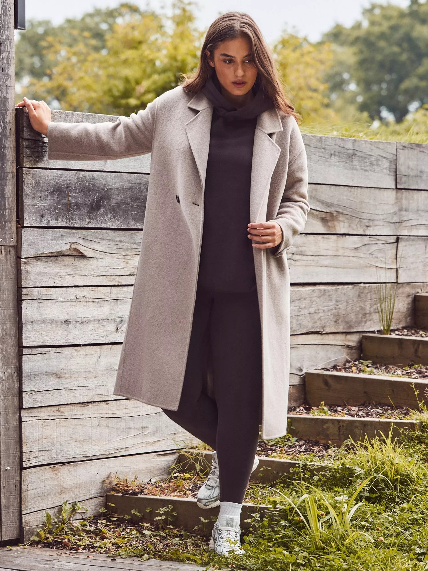 Live Unlimited Curve Double Faced Wool Blend Coat, Oatmeal | John Lewis (UK)