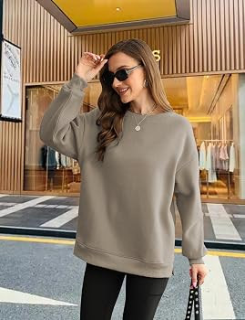 Womens Crew Neck Oversized Sweatshirt with Pockets Long Sleeve Pullover Cotton Hoodies Casual Top... | Amazon (US)
