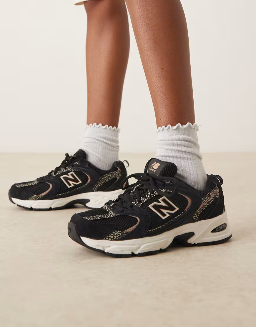 New Balance 530 sneakers in black and leopard print | ASOS (Global)