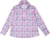 Lila and Hayes Blair Girls' Performance Pullover in Boho Flora Hot Pink Navy at Nordstrom, Size 5 | Nordstrom