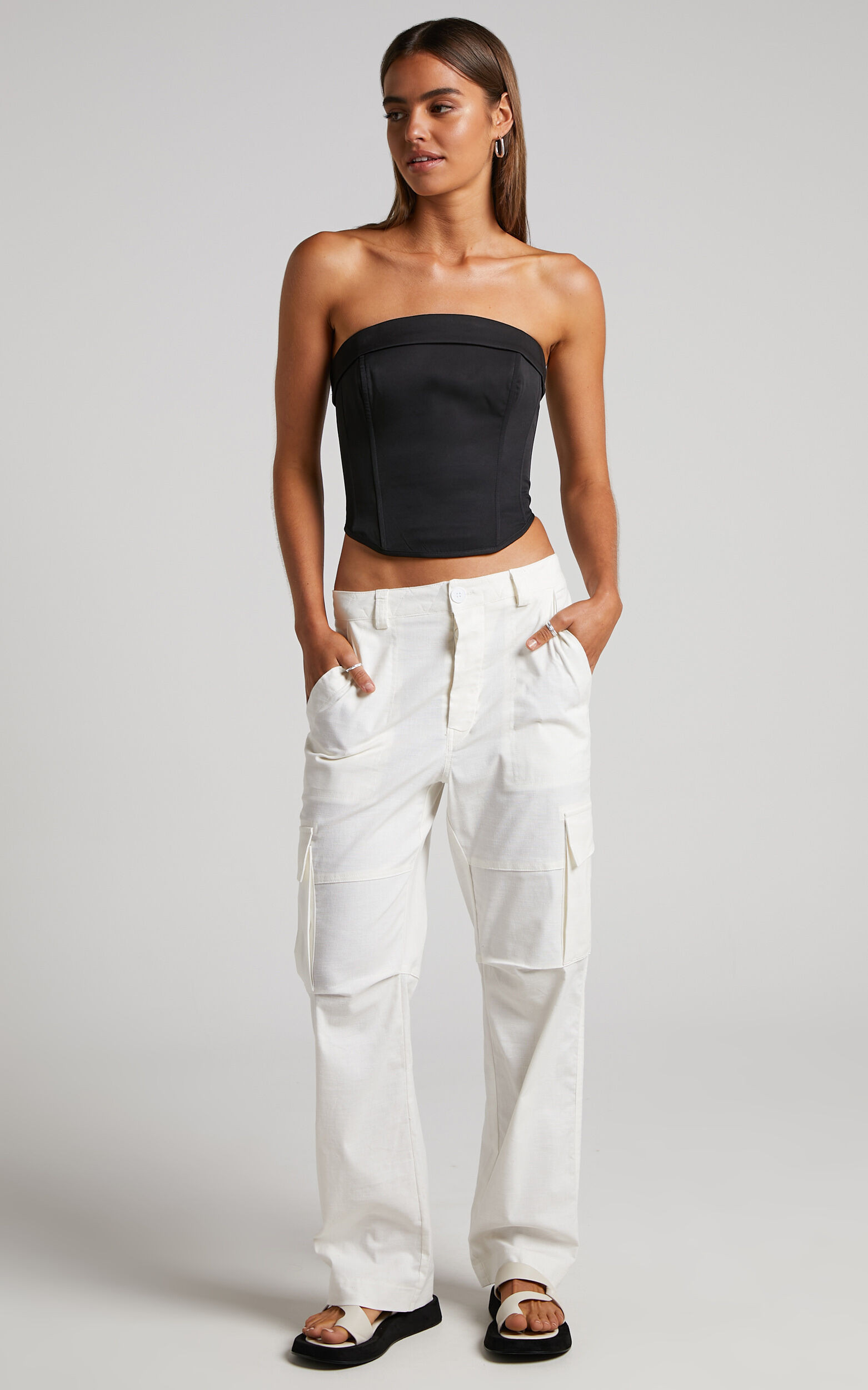 Reveey Pants - Low Rise Cargo Pants in White | Showpo (ANZ)