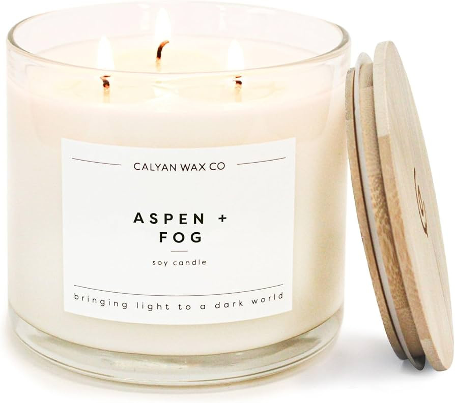 Calyan Wax Co. Aspen & Fog 3 Wick Scented Candle - 43 Hour Burn - Luxury 3 Wick Soy Candles - Cle... | Amazon (US)