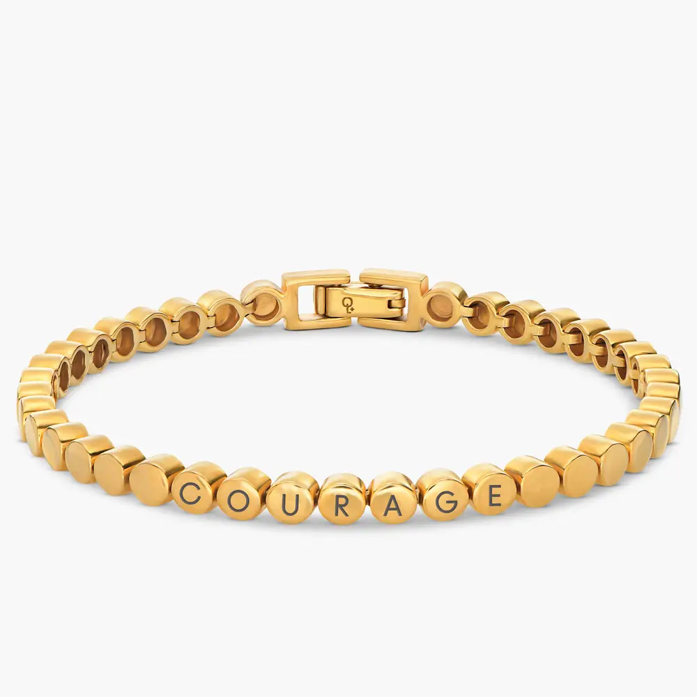 Engraved Dot Bracelet - Gold Plated | Oak & Luna (US)