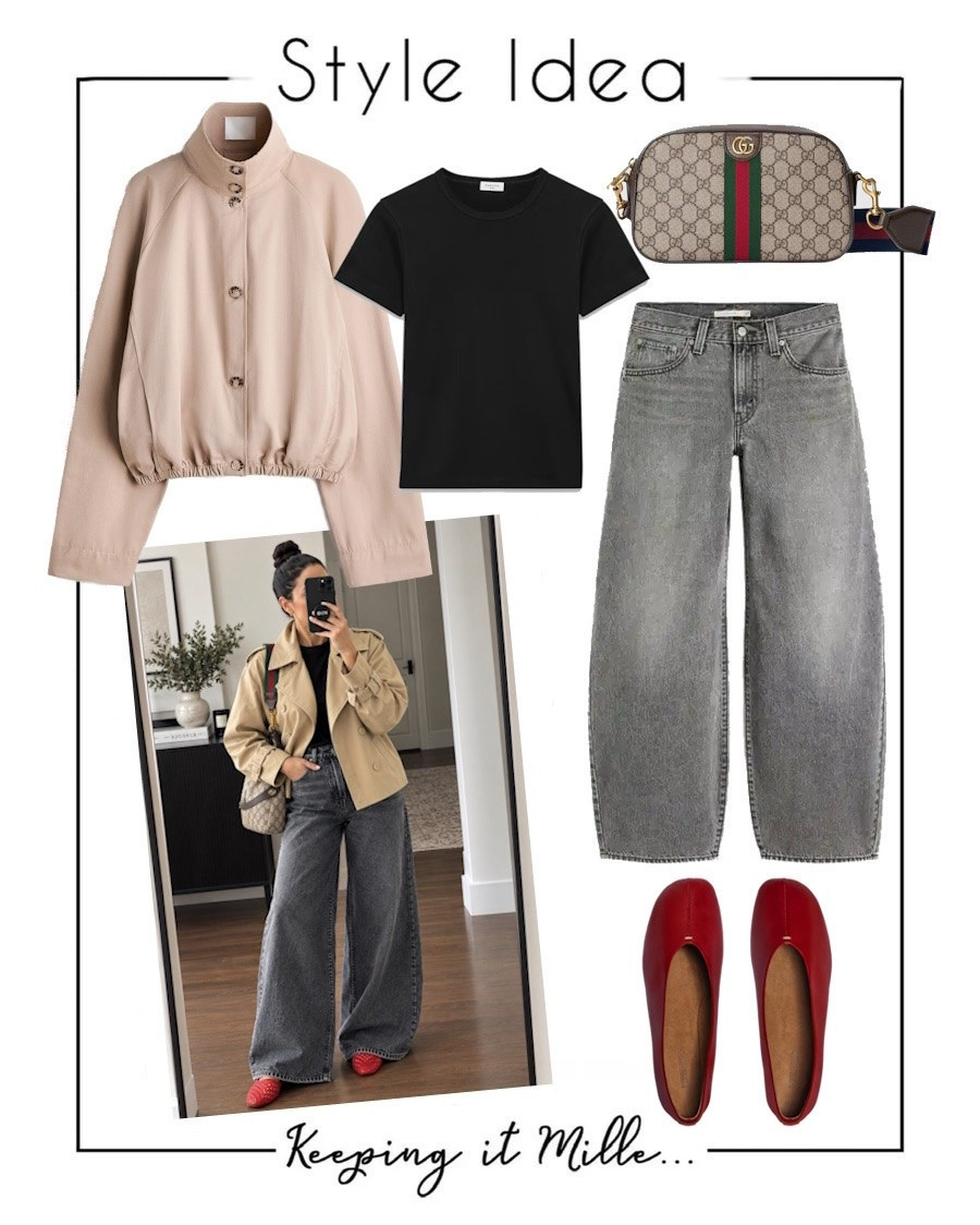 Style idea: High neck jacket, black tee, Gucci crossbody, gray balloon jeans, red ballet flats,

Perfect fall outfit, casual cool look, cropped bomber jacket

#LTKstorytime #LTKSeasonal #LTKSaleAlert