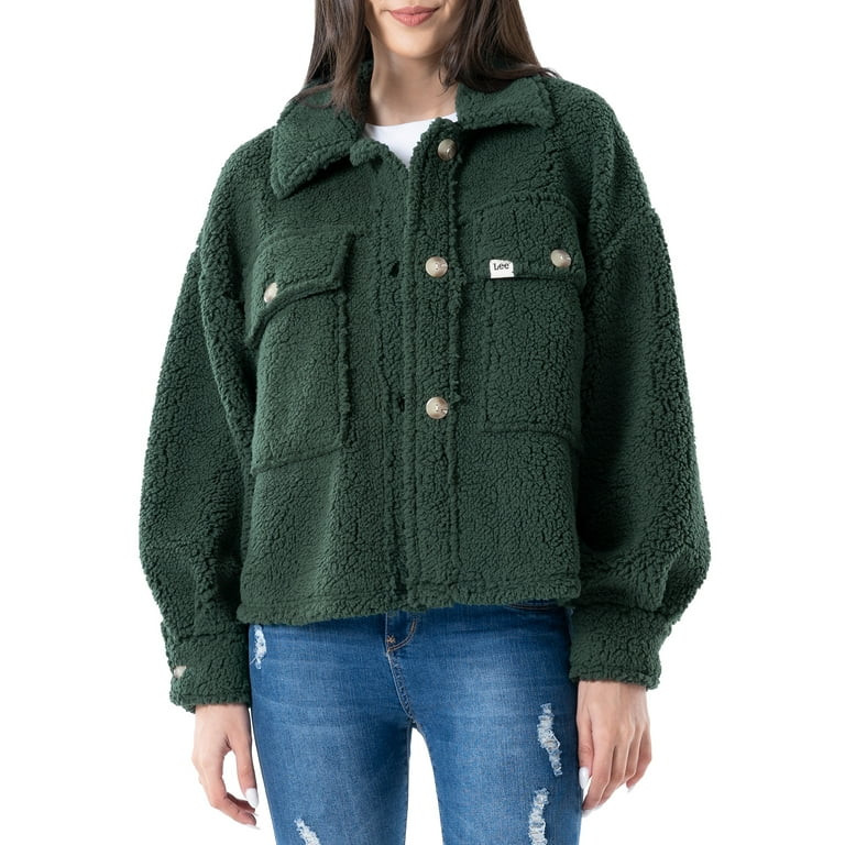 Lee® Women's Long Sleeve Cropped Sherpa Shirt Jacket | Walmart (US)