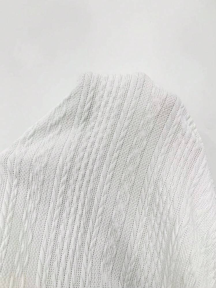 EMERY ROSE Solid Lantern Sleeve V Neck Rib-Knit Tee Fall Cloth For Women | SHEIN