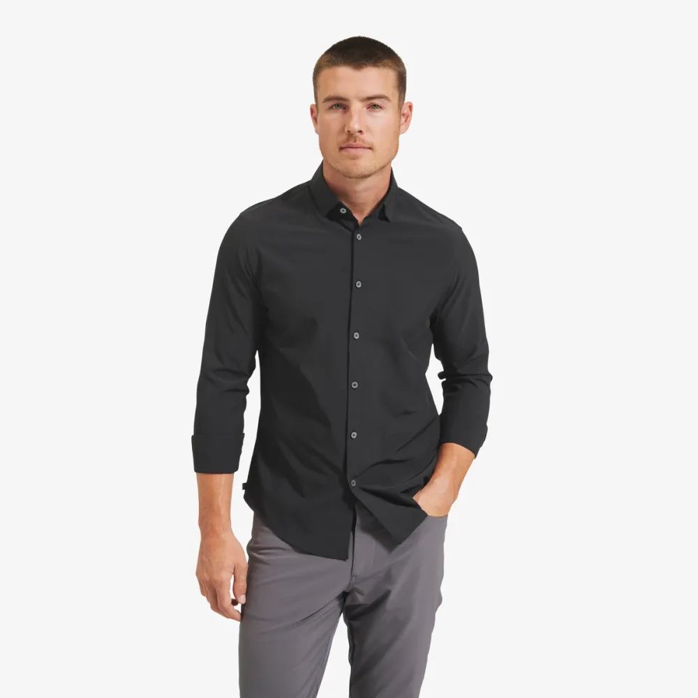 Leeward No Tuck Dress ShirtBlack Solid | Mizzen + Main