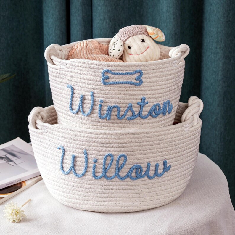 Custom Baby Shower Gift Basket, Baby Girl Boy Cotton Rope Basket With Personalized Name, Baby Toy... | Etsy (US)