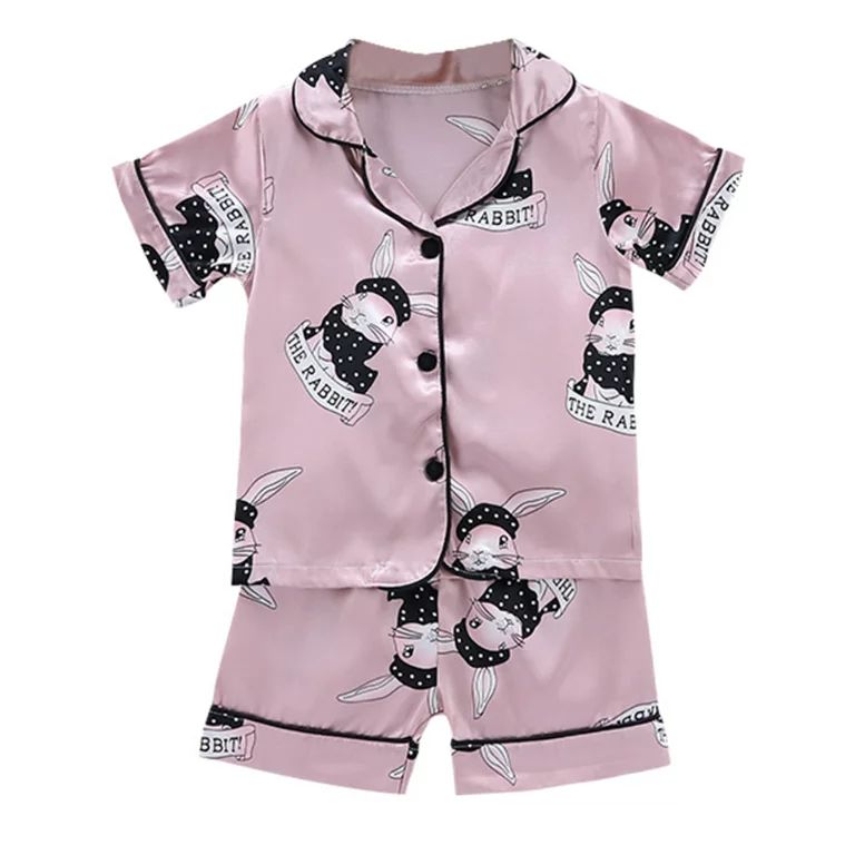 Actoyo Kids Baby Boy Girl Easter Silk Pajamas Rabbit Pyjamas Satin Set Sleepwear - Walmart.com | Walmart (US)