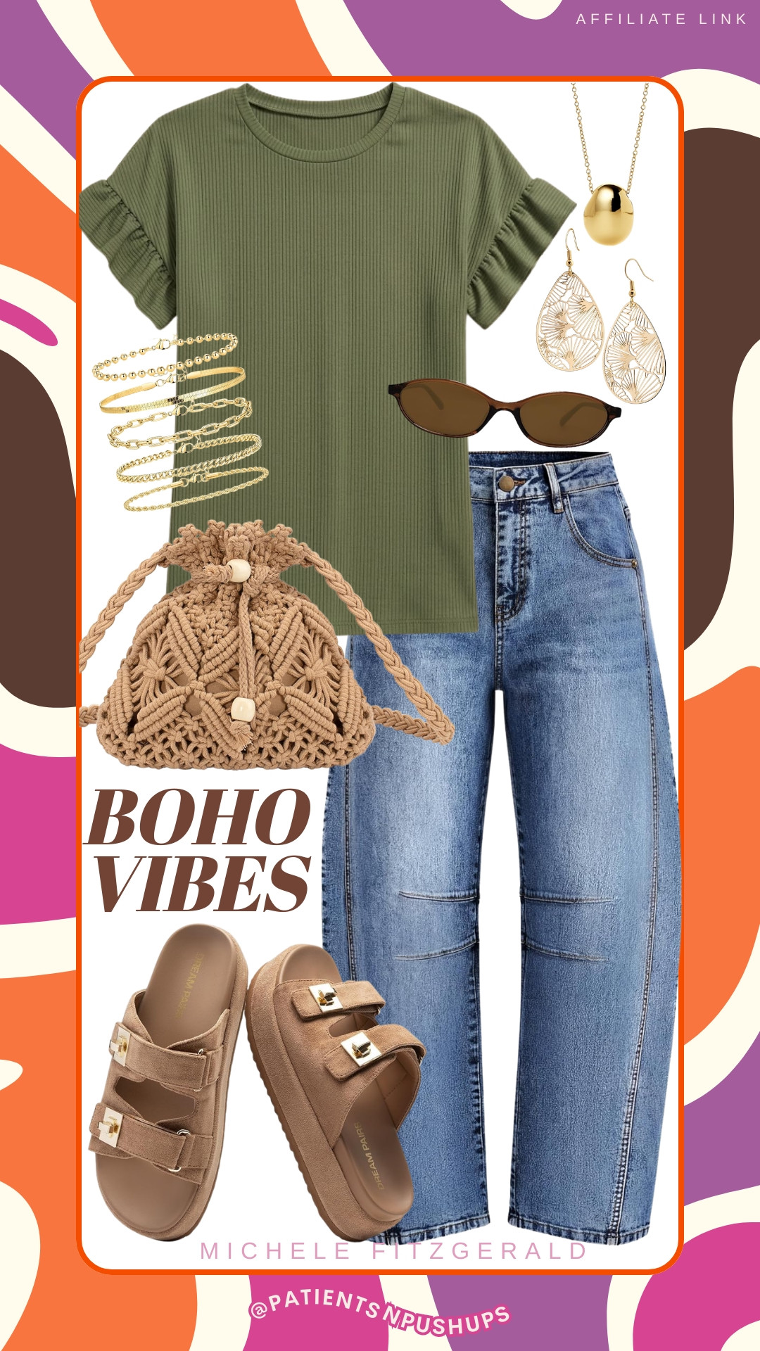 Just a little boho magic for your Monday. ✨ Obsessed with the ruffle sleeve detail on this olive top and these ultra-flattering wide-leg jeans. Don't even get me started on the macramé bag it’s a total mood! 🌿

 

 #LTKdayinmylife #LTKgrwm #LTKootd
