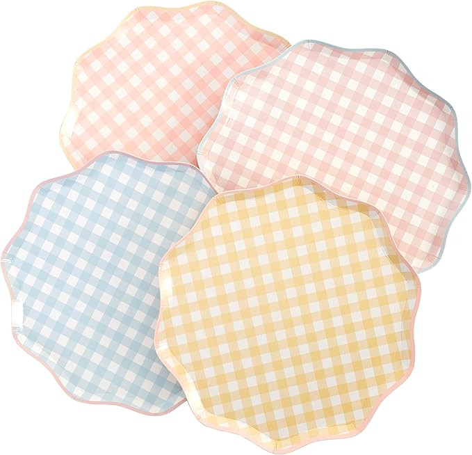 Meri Meri Easter Gingham Paper Plates, Pack of 12 Disposable Plates for Party, Festive Easter Par... | Amazon (US)