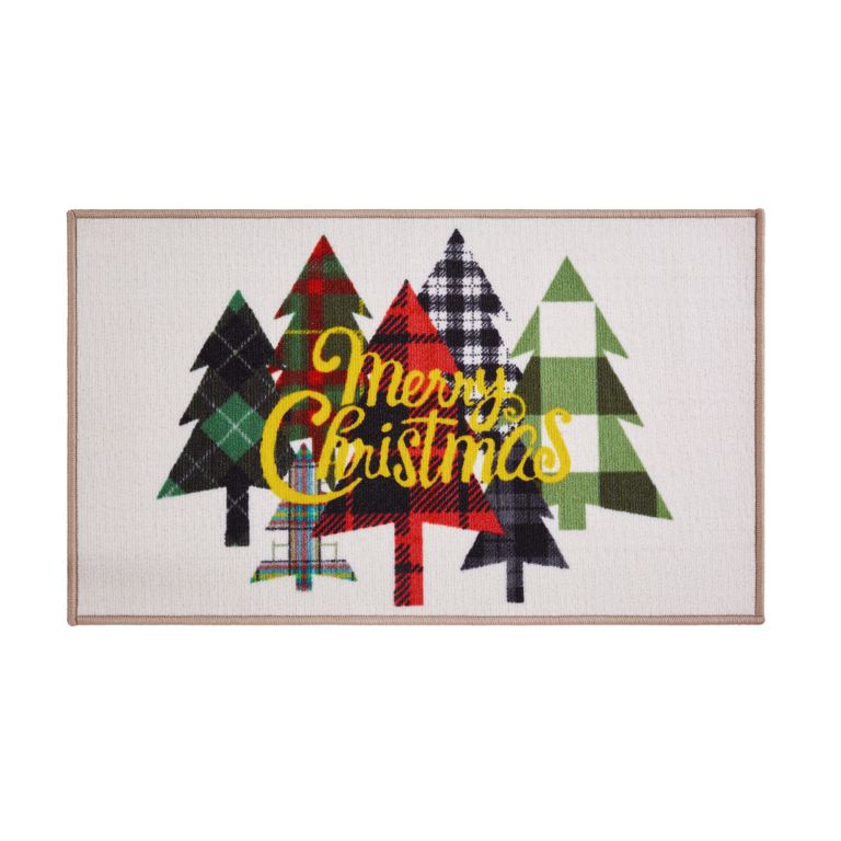 Multicolor Plaid Christmas Trees Indoor Scatter Rug, Holiday Collection, 20" x 33" | Walmart (US)