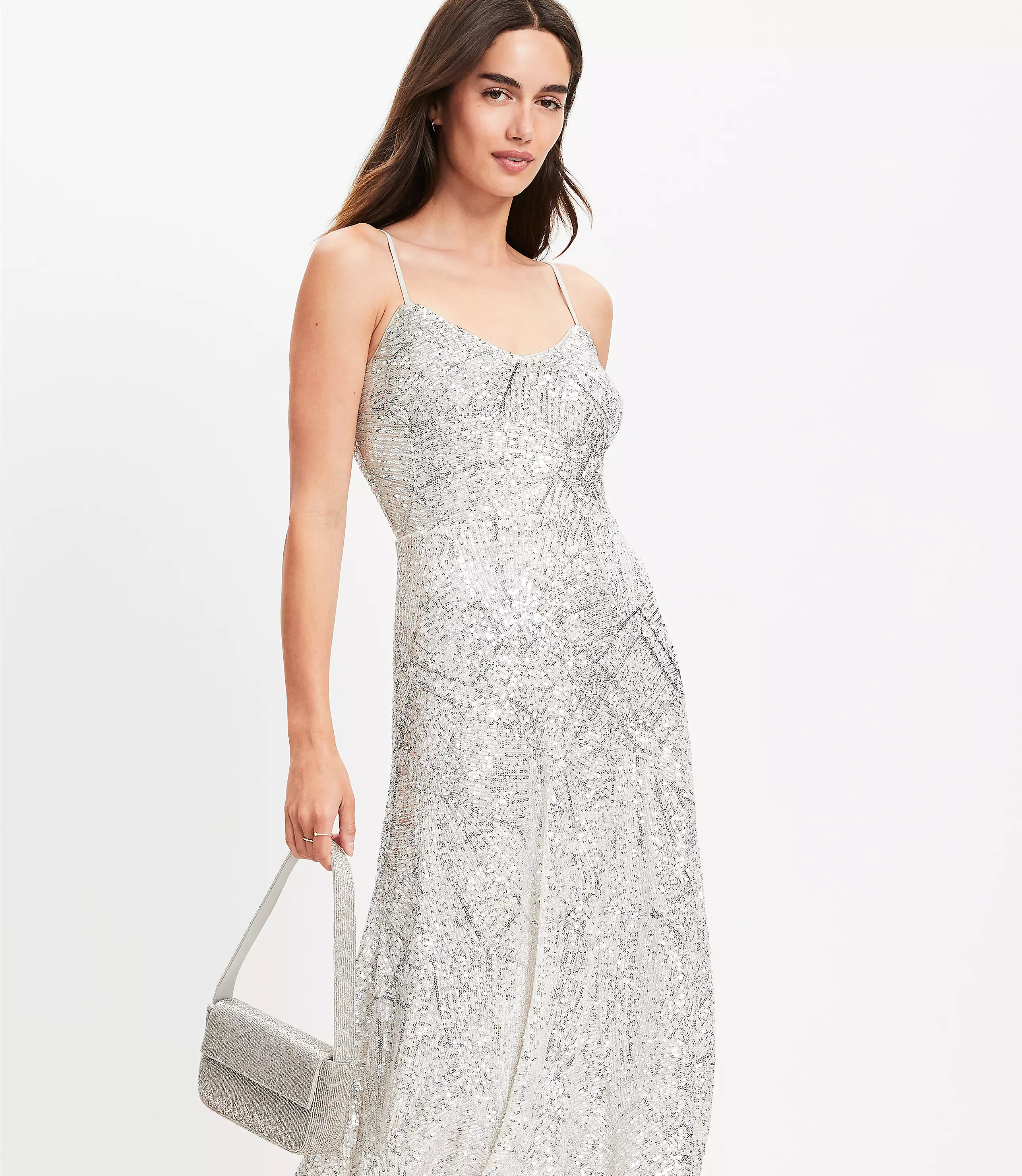 Sequin Strappy Midi Dress | LOFT