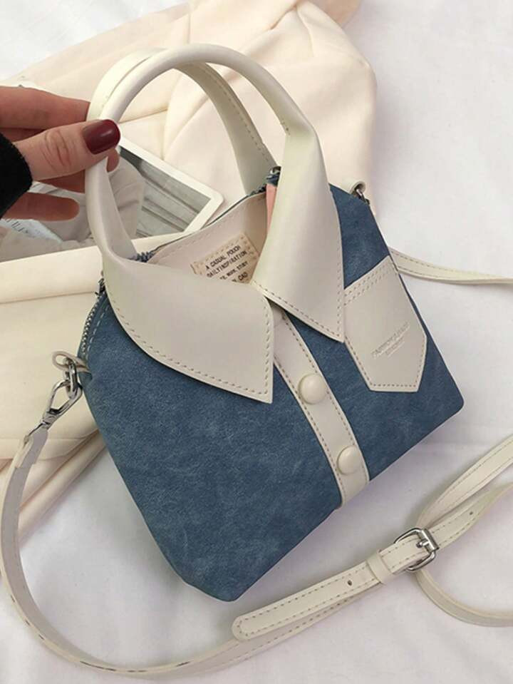 1 Piece Bag, Shaped Bag, Pu Fabric With Long Strap Shoulder Bag Satchel, Spice Girl Style, Clothing Bag Unique Stylish Women's Handheld Bag With Simple Shirt Design, Small Square Crossbody Bag | SHEIN