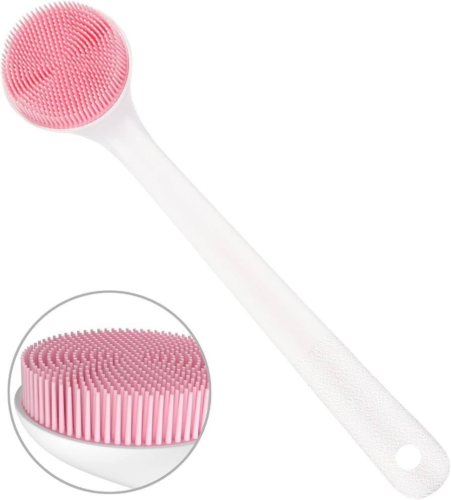 Silicone Back Scrubber for Shower, Back Washer Brush Long Handle with Soft Bristles, Bath Body Sh... | Amazon (US)