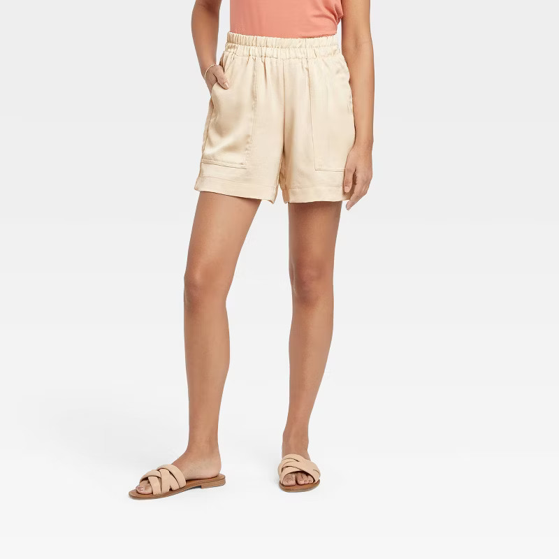 Women's High-Rise Satin Pull-On Shorts - A New Day™ | Target